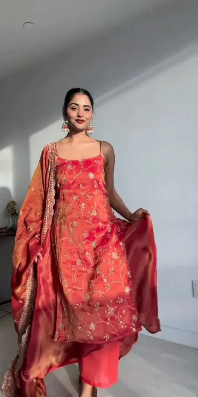 KD 1435 Red Color Jimmy Chu Thread & Sequence Work Salwar Suit Casual, Party, Festive, Events Wedding Etc.  Expected Delivery 4-6 Working Days @1999/- Only | Jump Suits, Salwar suit, Casual Suits, Creative suits, Designer Suits, Palazzo Suits, Party Wear Suits, Straight Suits