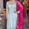 Grand White Color Chinon Silk Embroidery Sequence Salwar Suit