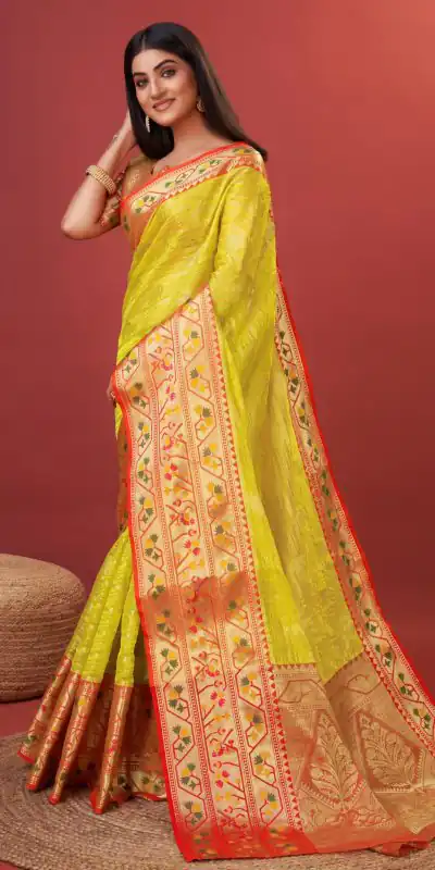 MB™️  3263 Yellow Color Pure Lichi Silk Gold Zari Weaving Saree Casual, Wedding, Party, Festival, Events, Etc. Expected Delivery 4-6 Working Days @1599/- | Designer Sarees, Sarees, Bollywood Sarees, Creative Sarees, Embroidered Sarees, Ethnic Saree, Modern Digital sarees, Party Wear Sarees