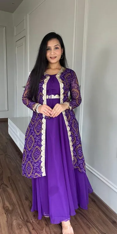 Ram 003 Purple Color Georgette Heavy Embroidery Anarkali Suit Casual, Wedding, Party, Festive, Events Etc. Expected Delivery 4-6 Working Days @1999/- | Anarkali Suits, Bollywood Anarkali, Creative-Anarkali, Designer Anarkali, Embroidered Anarkali, Party Wear Anarkali