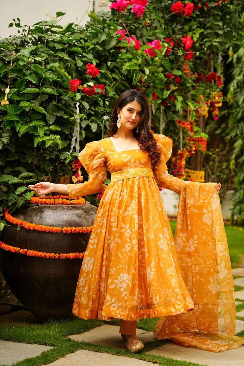 MF Yellow Belt Color Tabby Organza Work Sharara Suit Heavy Embroidery Work Wedding, Party, Festive, Events Etc. Expected 4-6 Working Days @1699/- | Jump Suits, Salwar suit, Casual Suits, Creative suits, Designer Suits, Palazzo Suits, Party Wear Suits, Patiala Suits, Straight Suits