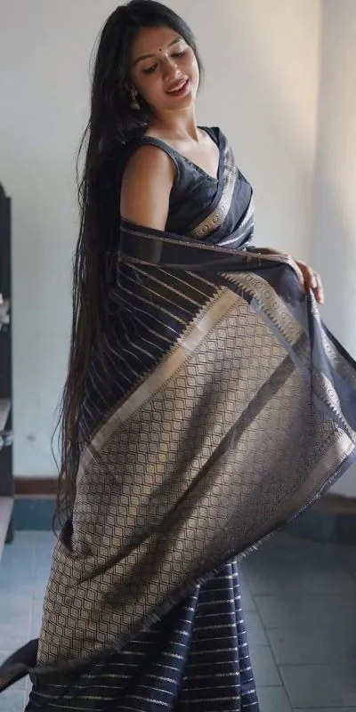 DDF Silver Black 2 Color Soft Lichi Silk Ordinary Design Saree Casual, Party Wear, Events, Festivals Wear Etc. Expected Delivery 4-6 Working Days 1399/- | Designer Sarees, Sarees, Bollywood Sarees, Creative Sarees, Embroidered Sarees, Ethnic Saree, Modern Digital sarees, Party Wear Sarees