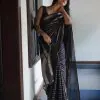 Musical Silver Black 2 Color Soft Lichi Silk Ordinary Design Saree
