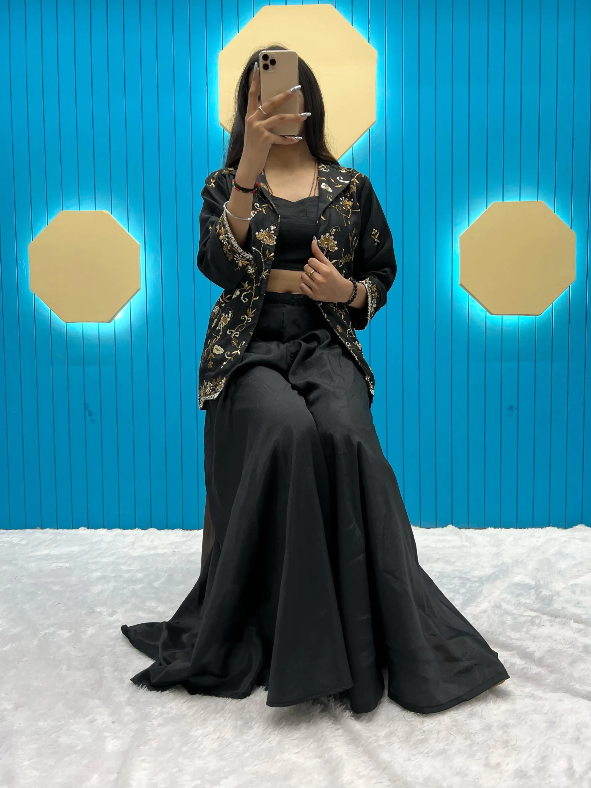  LG 1798 Black Color Fiona Silk Koti / Blazer Sequence Embroidery Salwar Suit Casual, Wedding, Festive, Events Etc. Expected Delivery 4-6 Working Days @1949/ | Jump Suits, Salwar suit, Casual Suits, Creative suits, Designer Suits, Palazzo Suits, Party Wear Suits, Patiala Suits, Straight Suits