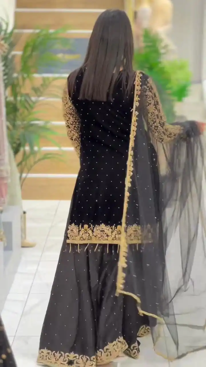 LG 1818 Black Color Georgette Cording Sequence Embroidery Salwar Suit Casual, Wedding, Festive, Events Expected Delivery 4-6 Working Days @2049/- | Jump Suits, Salwar suit, Casual Suits, Creative suits, Designer Suits, Palazzo Suits, Party Wear Suits, Patiala Suits, Straight Suits