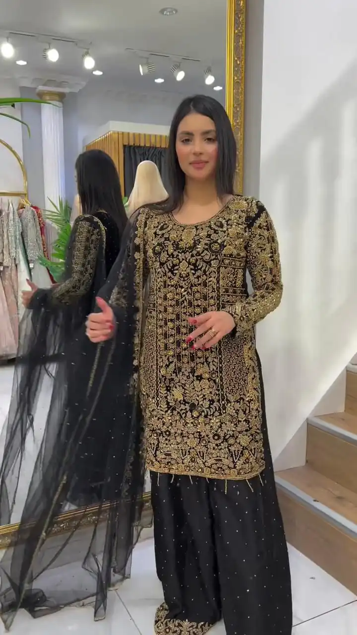 LG 1818 Black Color Georgette Cording Sequence Embroidery Salwar Suit Casual, Wedding, Festive, Events Expected Delivery 4-6 Working Days @2049/- | Jump Suits, Salwar suit, Casual Suits, Creative suits, Designer Suits, Palazzo Suits, Party Wear Suits, Patiala Suits, Straight Suits