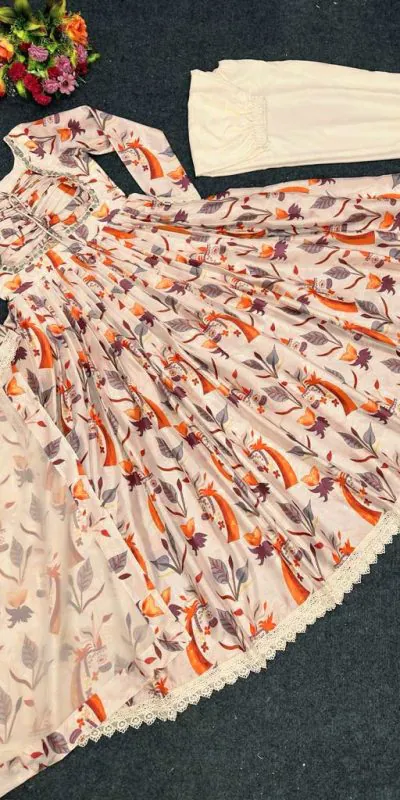 RTC 5616 Cream Color Chinon silk Digital Print real Mirror Work Kurti Casual, Wedding, Party, Festive, Events Etc. Expected Delivery 4-6 Working Days @1899/ | Kurti, Bollywood Kurti, Creative Kurtis, Designer Kurti, Party Wear Kurti, Selfie Kurti