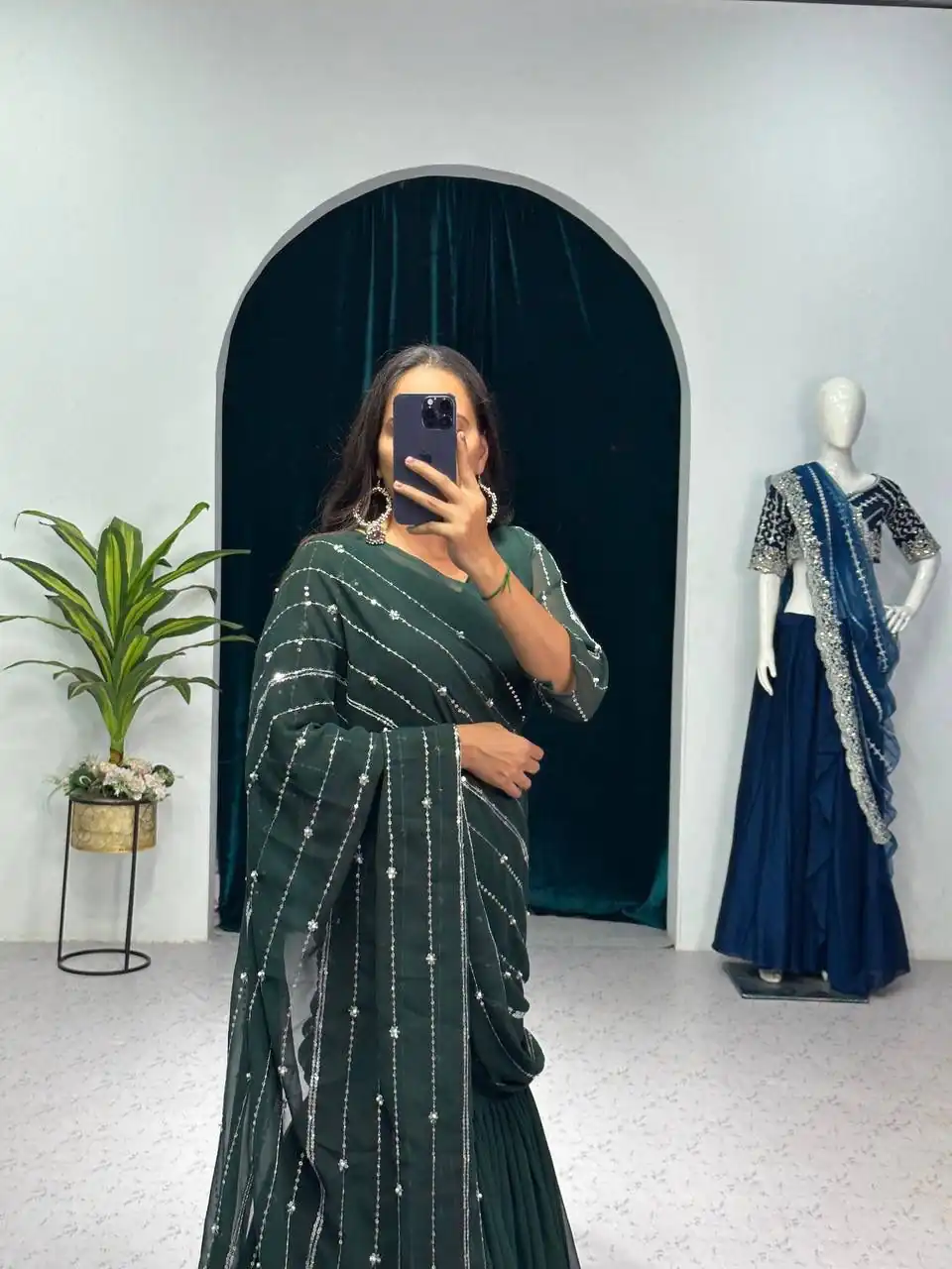 ST 1035 Green Color Georgette Embroidery Moti Work Lehenga Saree Casual, Wedding, Party, Festive, Events Etc. Expected Delivery 4-6 Working Days @2049/- | Lehenga, Bollywood Lehenga, Creative Lehenga, Designer Lehenga, Embroidered Lehenga, Party Wear Lehenga