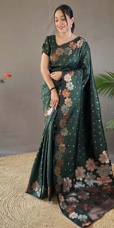 DDF 127 Green Color Soft Lichi Silk Ordinary Design Rich Pallu Saree Casual, Party Wear, Events, Festivals Etc. Expected Delivery 4-6 Working Days 1499/- | Designer Sarees, Sarees, Bollywood Sarees, Creative Sarees, Embroidered Sarees, Ethnic Saree, Modern Digital sarees, Party Wear Sarees