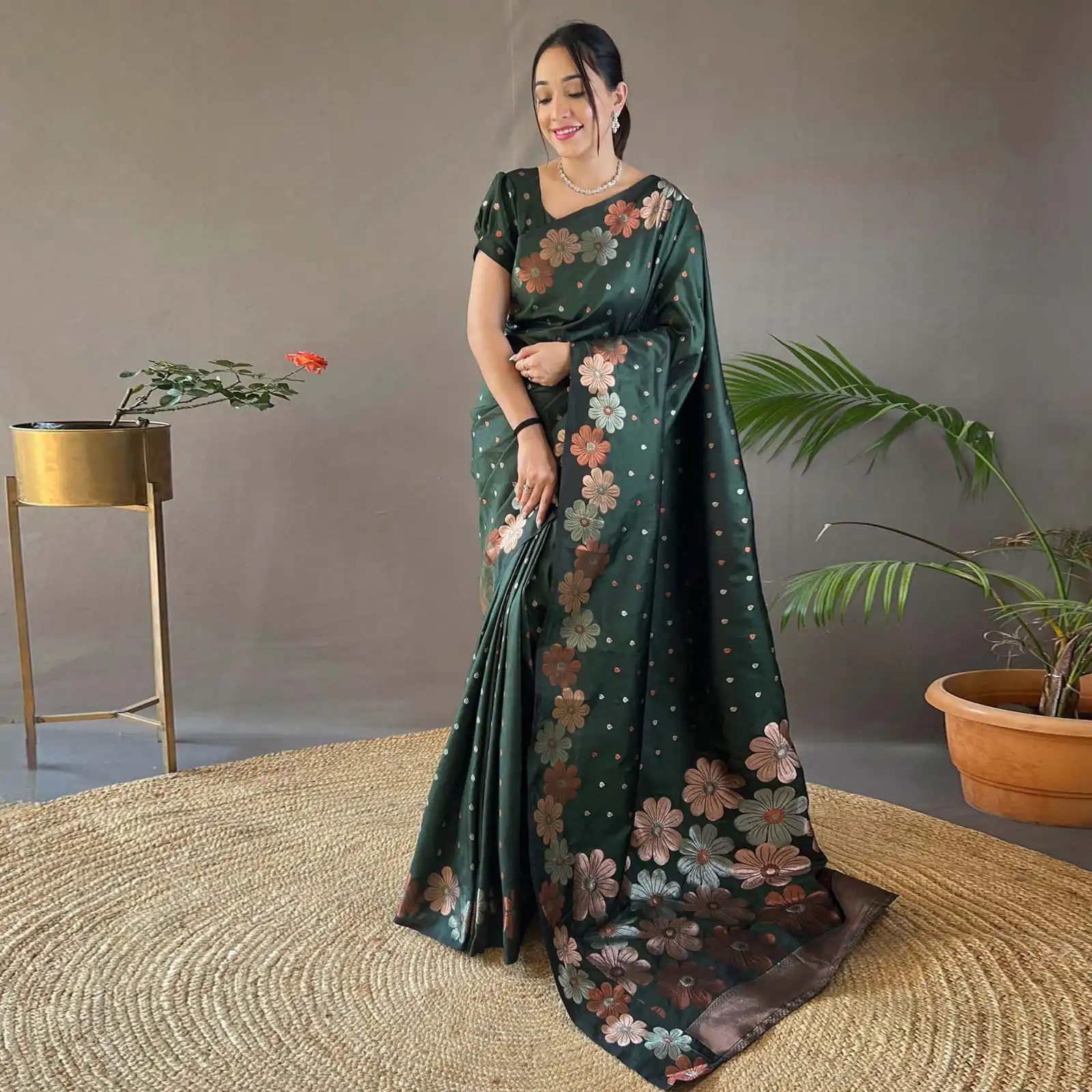 DDF 127 Green Color Soft Lichi Silk Ordinary Design Rich Pallu Saree Casual, Party Wear, Events, Festivals Etc. Expected Delivery 4-6 Working Days 1499/- | Designer Sarees, Sarees, Bollywood Sarees, Creative Sarees, Embroidered Sarees, Ethnic Saree, Modern Digital sarees, Party Wear Sarees