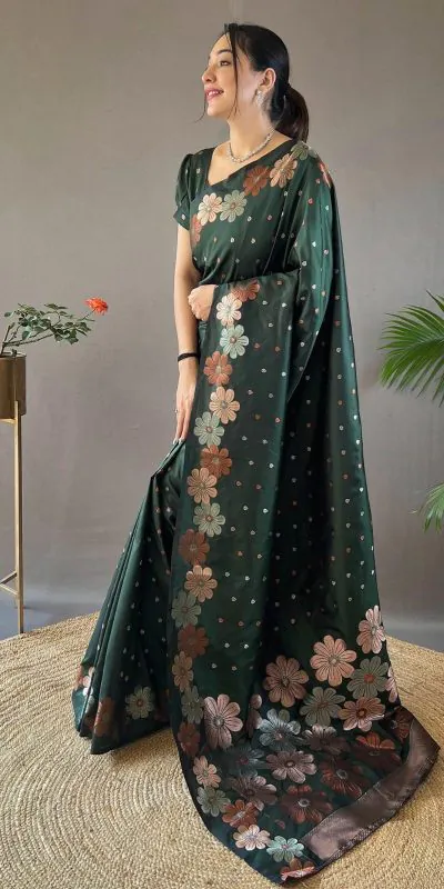 DDF 127 Green Color Soft Lichi Silk Ordinary Design Rich Pallu Saree Casual, Party Wear, Events, Festivals Etc. Expected Delivery 4-6 Working Days 1499/- | Designer Sarees, Sarees, Bollywood Sarees, Creative Sarees, Embroidered Sarees, Ethnic Saree, Modern Digital sarees, Party Wear Sarees
