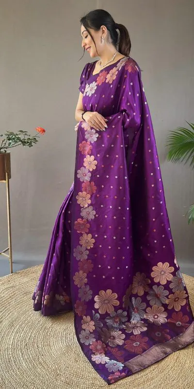 DDF 127 Purple Color Soft Lichi Silk Ordinary Design Rich Pallu Saree Casual, Party Wear, Events, Festivals Etc. Expected Delivery 4-6 Working Days 1499/- | Designer Sarees, Sarees, Bollywood Sarees, Creative Sarees, Embroidered Sarees, Ethnic Saree, Modern Digital sarees, Party Wear Sarees