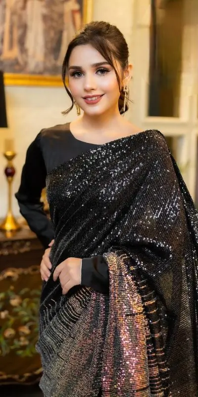 DF 3407 Black Heavy Dual Sequins Embroidery Work Saree Casual, Party Wear, Wedding, Events, Festivals Wear Etc. Expected Delivery 4-6 Working Days 1750/- | Designer Sarees, Sarees, Bollywood Sarees, Creative Sarees, Embroidered Sarees, Ethnic Saree, Modern Digital sarees, Party Wear Sarees
