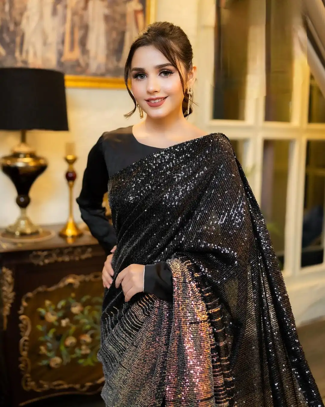 DF 3407 Black  Heavy Dual Sequins Embroidery Work Saree Casual, Party Wear, Wedding, Events, Festivals Wear Etc. Expected Delivery 4-6 Working Days 1750/- | Designer Sarees, Sarees, Bollywood Sarees, Creative Sarees, Embroidered Sarees, Ethnic Saree, Modern Digital sarees, Party Wear Sarees