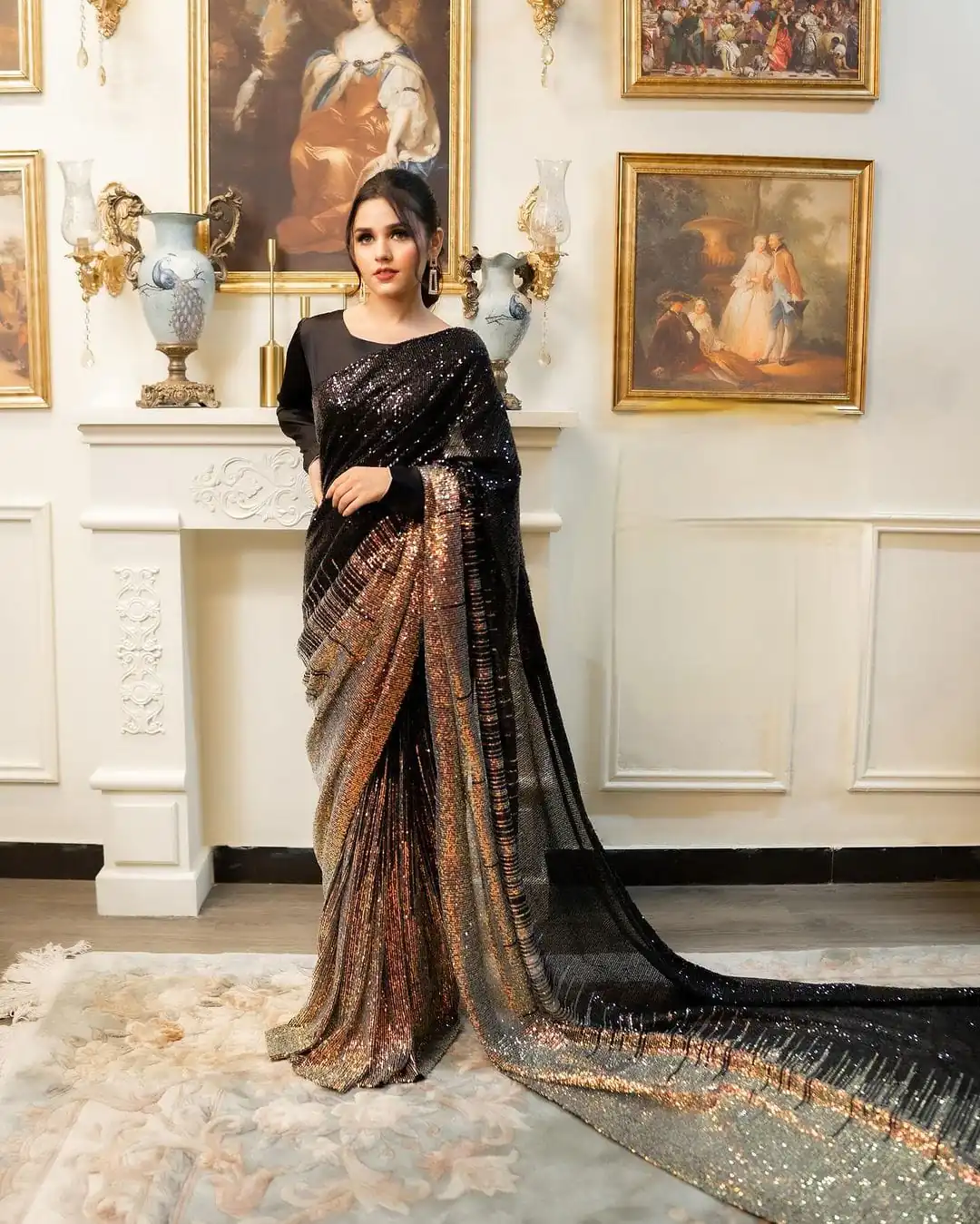 DF 3407 Black  Heavy Dual Sequins Embroidery Work Saree Casual, Party Wear, Wedding, Events, Festivals Wear Etc. Expected Delivery 4-6 Working Days 1750/- | Designer Sarees, Sarees, Bollywood Sarees, Creative Sarees, Embroidered Sarees, Ethnic Saree, Modern Digital sarees, Party Wear Sarees