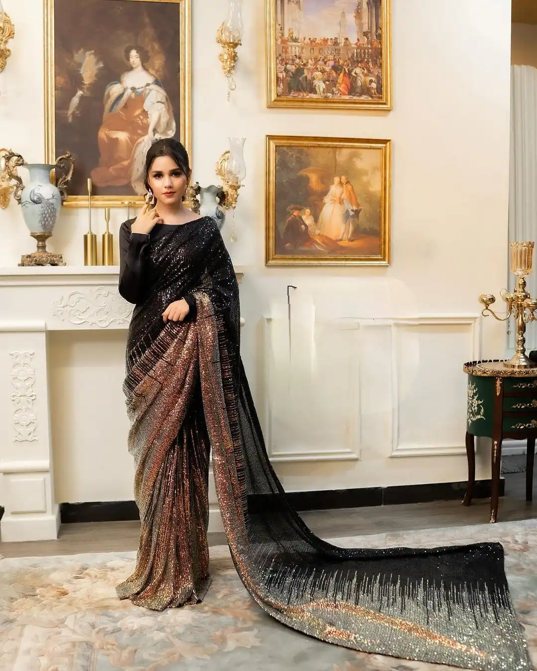 DF 3407 Black  Heavy Dual Sequins Embroidery Work Saree Casual, Party Wear, Wedding, Events, Festivals Wear Etc. Expected Delivery 4-6 Working Days 1750/- | Designer Sarees, Sarees, Bollywood Sarees, Creative Sarees, Embroidered Sarees, Ethnic Saree, Modern Digital sarees, Party Wear Sarees