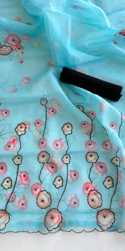 SF Fresh Blue Color Organza beautiful floral Digital Print Saree Casual, Wedding, Festive, Events Etc. Expected Delivery  4-6 Working Days @1799/- | Designer Sarees, Sarees, Bollywood Sarees, Creative Sarees, Embroidered Sarees, Ethnic Saree, Modern Digital sarees, Party Wear Sarees