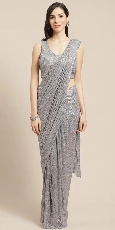 DF Sequins Rani Grey Georgette Double Run Embroidery Saree Casual, Party Wear, Events, Festivals Wear Expected Delivery 4-6 Working Days 1750 /- | Designer Sarees, Sarees, Bollywood Sarees, Creative Sarees, Embroidered Sarees, Ethnic Saree, Modern Digital sarees, Party Wear Sarees