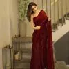 DF 3372 Maroon Georgette Heavy Sequins Embroidery Saree Casual, Party Wear, Wedding, Events, Festivals Wear Etc. Expected Delivery 4-6 Working Days 1799/- | Designer Sarees, Sarees, Bollywood Sarees, Creative Sarees, Embroidered Sarees, Ethnic Saree, Modern Digital sarees, Party Wear Sarees