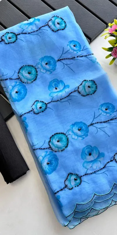 SF Fresh Royal Blue Color Organza beautiful floral Digital Print SareeCasual, Wedding, Festive, Events Etc. Expected Delivery  4-6 Working Days @1799/- | Designer Sarees, Sarees, Bollywood Sarees, Creative Sarees, Embroidered Sarees, Ethnic Saree, Modern Digital sarees, Party Wear Sarees