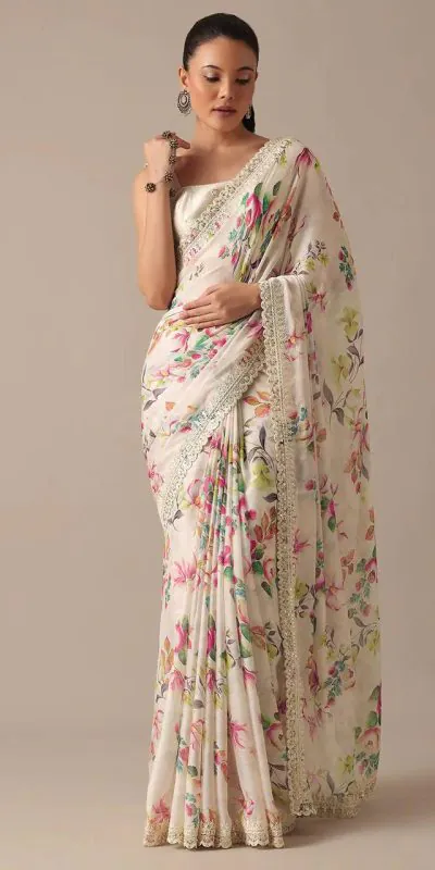 BT 1210 White Color Georgette Digital Prints Embroidery Codding Sequins Work Saree Casual, Party Wear, Traditional Wear, Wedding Wear, Events Etc.@1899/- | Designer Sarees, Sarees, Bollywood Sarees, Creative Sarees, Ethnic Saree, Modern Digital sarees, Party Wear Sarees