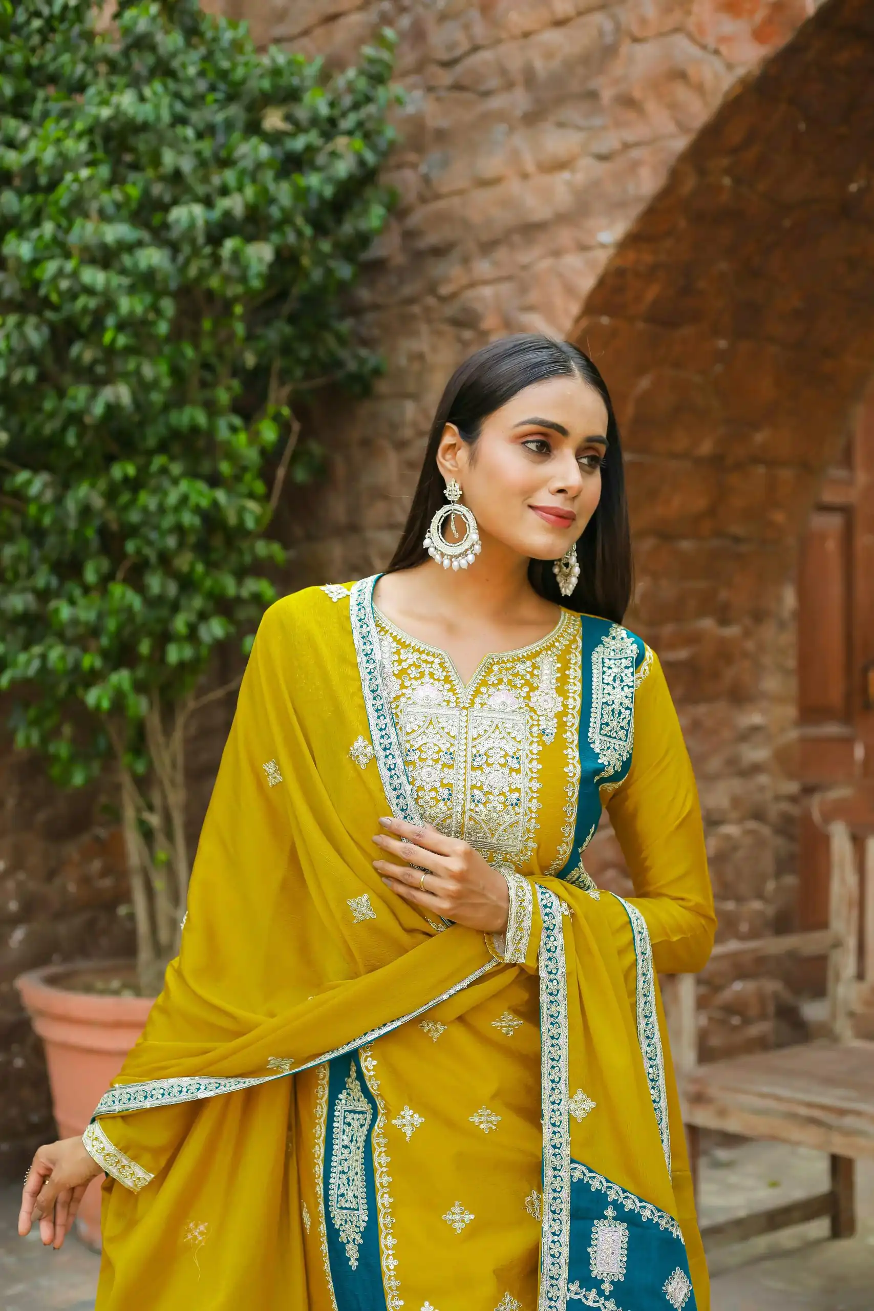 AD153 Yellow Color Chinon Silk Embroidery Sequence Sharara Suit Fancy Full Sleeve Wedding, Party, Festive, Events . Expected Delivery  4-6 Working Days @2199 | Jump Suits, Salwar suit, Casual Suits, Creative suits, Designer Suits, Palazzo Suits, Party Wear Suits, Patiala Suits, Straight Suits