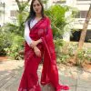 Picturesque Red Color Shining Diamond Work All Over Saree