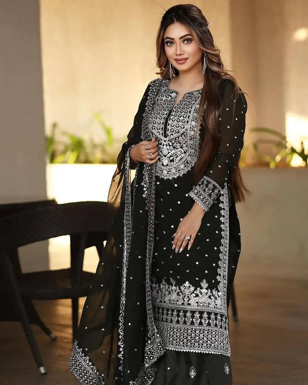 SSR 449 Black Color Georgette Embroidery Sequence Salwar Suit Wedding, Party, Festive, Events Expected Delivery 4-6 Working Days @ 2049/- Only | Salwar suit, Casual Suits, Creative suits, Designer Suits, Party Wear Suits, Straight Suits