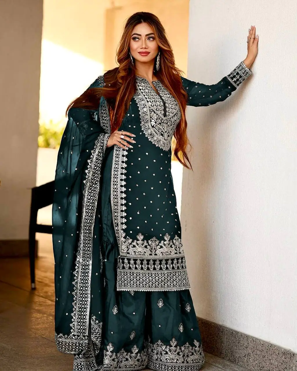 SSR 449 Green Color Georgette Embroidery Sequence Salwar Suit Wedding, Party, Festive, Events Expected Delivery 4-6 Working Days @ 2049/- Only | Salwar suit, Casual Suits, Creative suits, Designer Suits, Party Wear Suits, Straight Suits