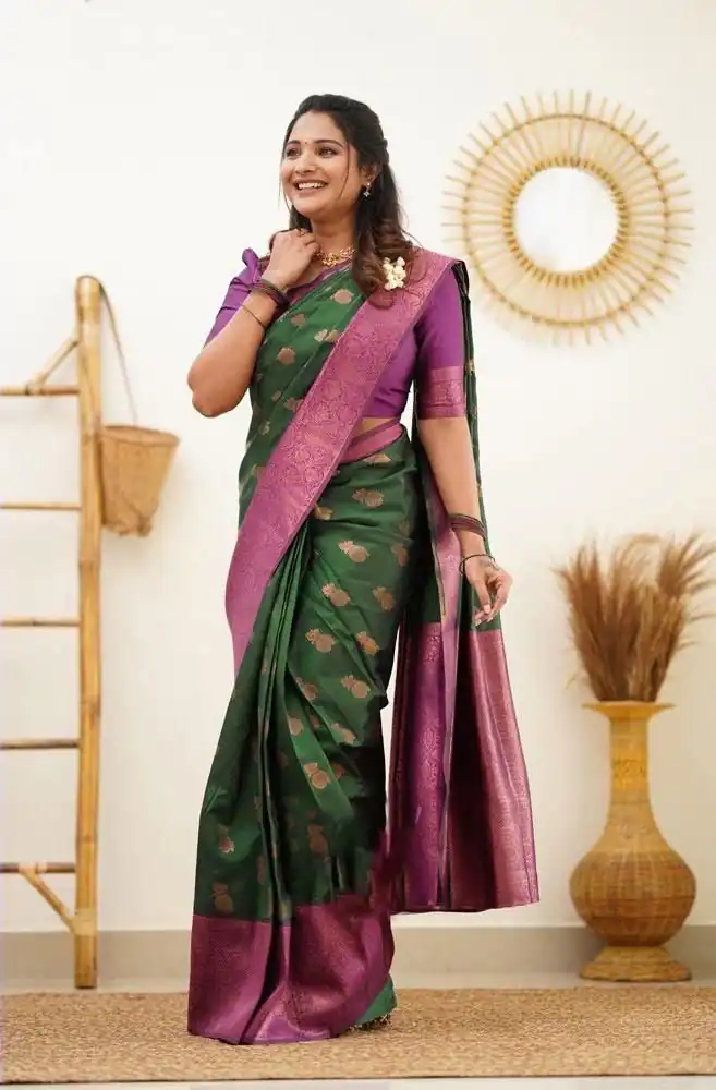 KP - 4061 Green Color Soft Lichi Silk Jacquard On All Over Saree Casual, Party Wear, Wedding, Events Etc. Expected Delivery 4-6 Working Days @1449/- | Designer Sarees, Sarees, Bollywood Sarees, Creative Sarees, Embroidered Sarees, Ethnic Saree, Modern Digital sarees, Party Wear Sarees