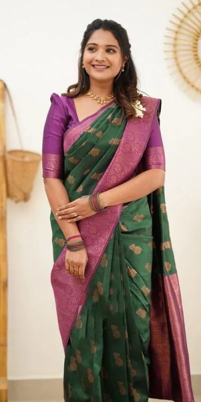 KP - 4061 Green Color Soft Lichi Silk Jacquard On All Over Saree Casual, Party Wear, Wedding, Events Etc. Expected Delivery 4-6 Working Days @1449/- | Designer Sarees, Sarees, Bollywood Sarees, Creative Sarees, Embroidered Sarees, Ethnic Saree, Modern Digital sarees, Party Wear Sarees