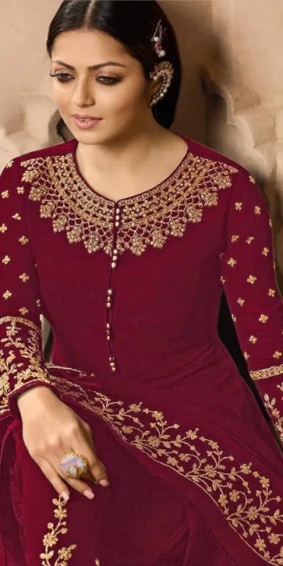 LT NITYA 3803 Maroon Color Georgette With Cording Work Sharara Suit Wedding, Festive, Party Events Etc. Expected Delivery 4-6 Working Days @1949/- | Jump Suits, Salwar suit, Casual Suits, Creative suits, Designer Suits, Palazzo Suits, Party Wear Suits, Patiala Suits, Straight Suits