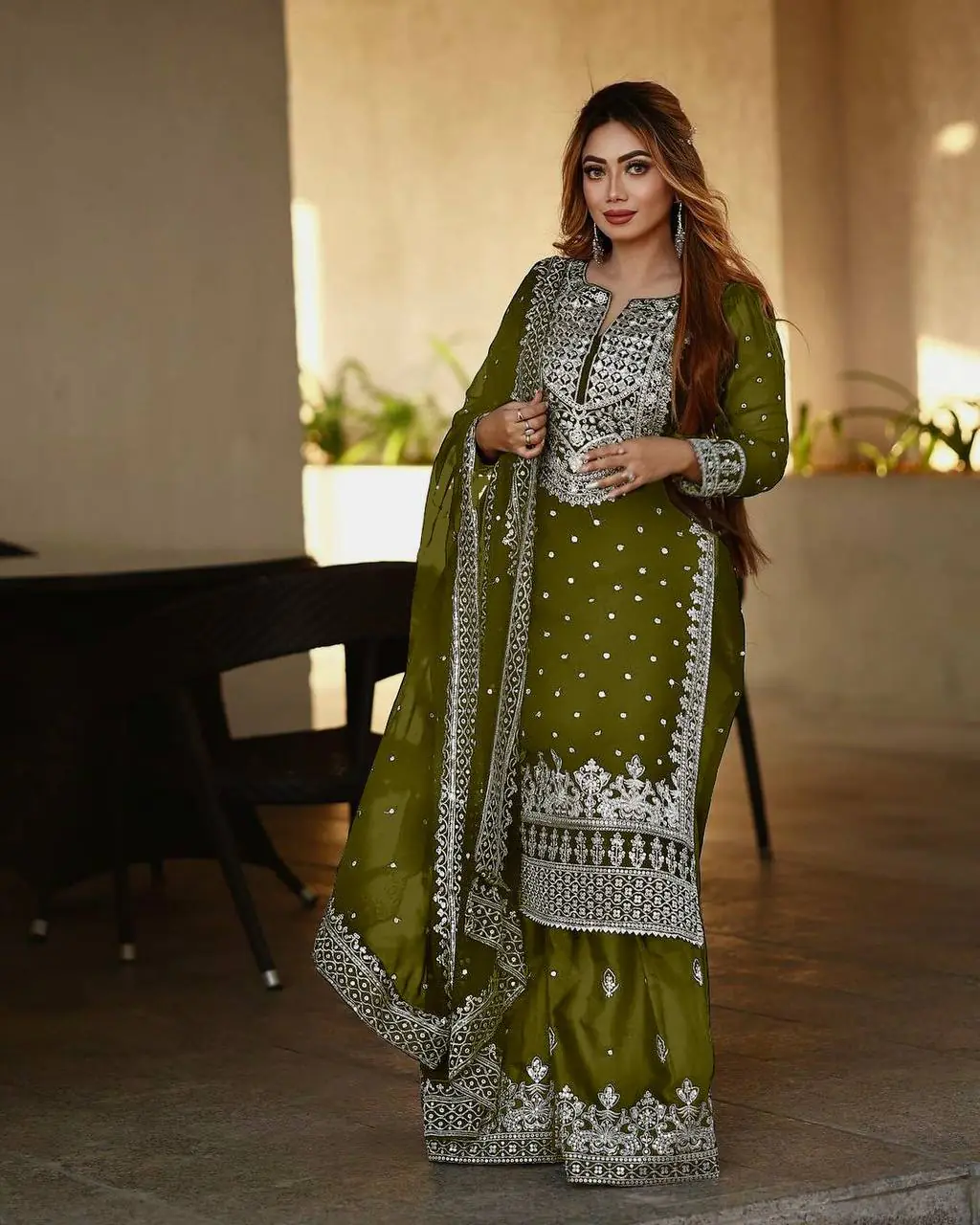 SSR 449 Mehndi Color Georgette Embroidery Sequence Salwar Suit Wedding, Party, Festive, Events Expected Delivery 4-6 Working Days @ 2049/- Only | Salwar suit, Casual Suits, Creative suits, Designer Suits, Party Wear Suits, Straight Suits