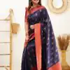 Pretty Navy Blue Color Soft Lichi Silk Cloth  Rich Pallu Work Saree