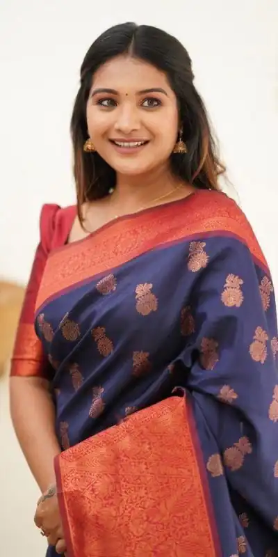 KP - 4061 Navy Blue Color Soft Lichi Silk Jacquard On All Over Saree Casual, Party Wear, Wedding, Events Etc. Expected Delivery 4-6 Working Days @1449/- | Designer Sarees, Sarees, Bollywood Sarees, Creative Sarees, Embroidered Sarees, Ethnic Saree, Modern Digital sarees, Party Wear Sarees