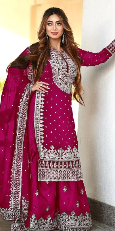 SSR 449 Pink Color Georgette Embroidery Sequence Salwar Suit Wedding, Party, Festive, Events Expected Delivery 4-6 Working Days @ 2049/- Only | Salwar suit, Casual Suits, Creative suits, Designer Suits, Party Wear Suits, Straight Suits