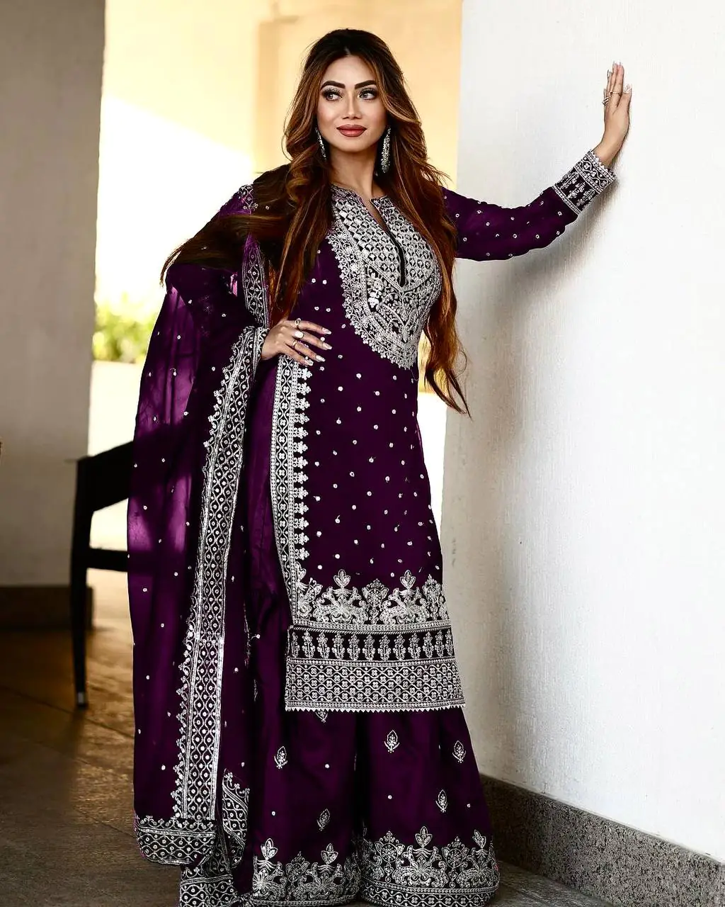 SSR 449 Purple Color Georgette Embroidery Sequence Salwar Suit Wedding, Party, Festive, Events Expected Delivery 4-6 Working Days @ 2049/- Only | Salwar suit, Casual Suits, Creative suits, Designer Suits, Party Wear Suits, Straight Suits