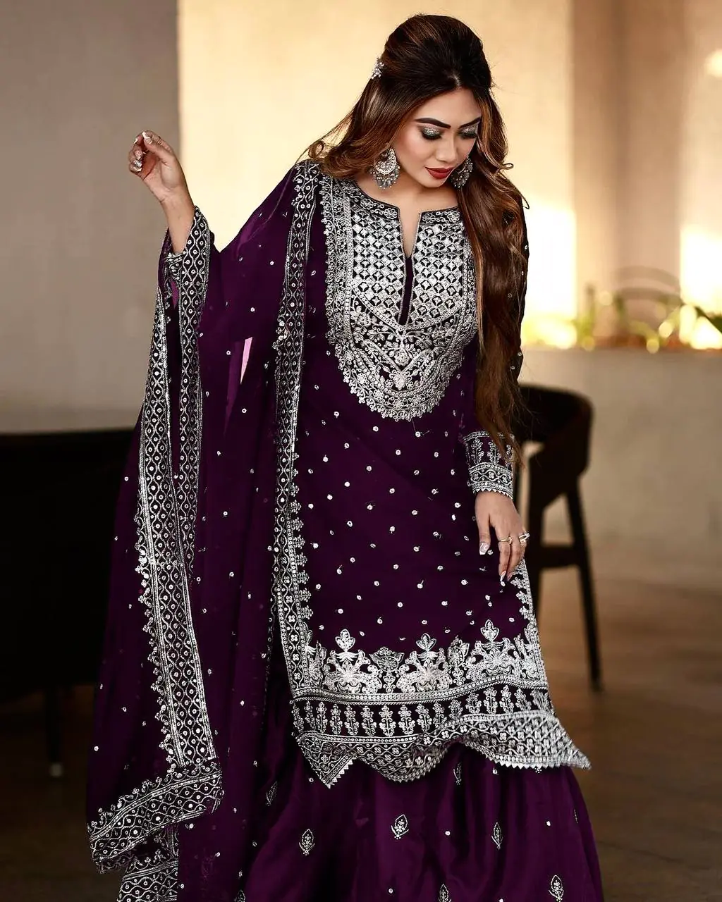 SSR 449 Purple Color Georgette Embroidery Sequence Salwar Suit Wedding, Party, Festive, Events Expected Delivery 4-6 Working Days @ 2049/- Only | Salwar suit, Casual Suits, Creative suits, Designer Suits, Party Wear Suits, Straight Suits
