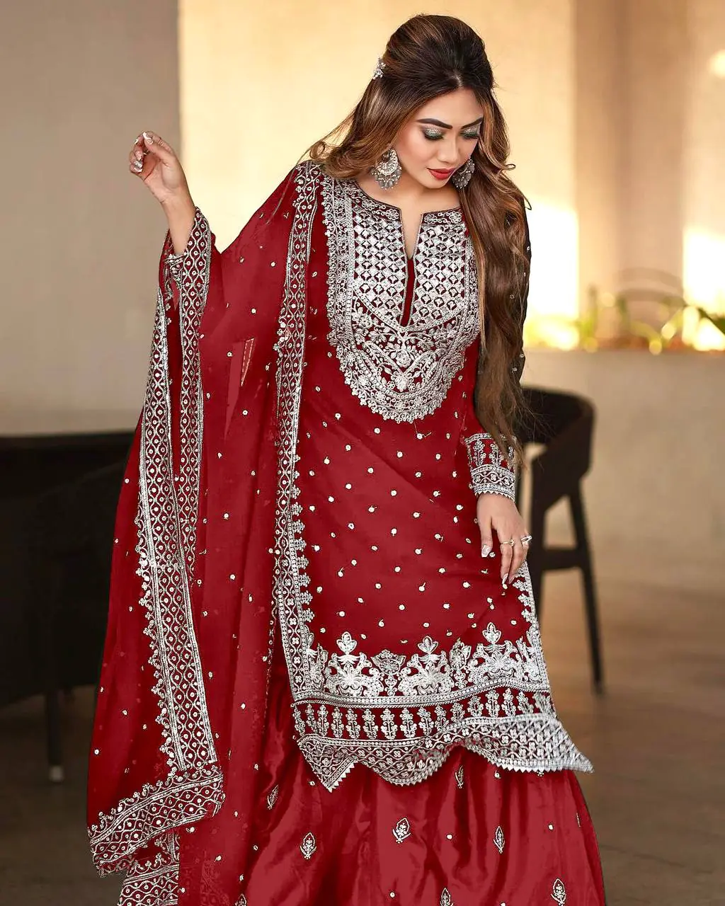 SSR 449 Red Color Georgette Embroidery Sequence Salwar Suit Wedding, Party, Festive, Events Expected Delivery 4-6 Working Days @ 2049/- Only | Salwar suit, Casual Suits, Creative suits, Designer Suits, Party Wear Suits, Straight Suits