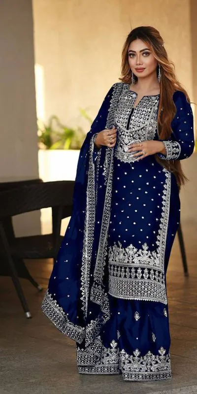 SSR 449 Royal Blue Color Georgette Embroidery Sequence Salwar Suit Wedding, Party, Festive, Events Expected Delivery 4-6 Working Days @ 2049/- Only | Salwar suit, Casual Suits, Creative suits, Designer Suits, Party Wear Suits, Straight Suits