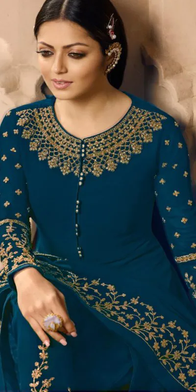 LT NITYA 3803 Royal Blue Color Georgette With Cording Work Sharara Suit Wedding, Festive, Party Events Etc. Expected Delivery 4-6 Working Days @1949/- | Jump Suits, Salwar suit, Casual Suits, Creative suits, Designer Suits, Palazzo Suits, Party Wear Suits, Patiala Suits, Straight Suits