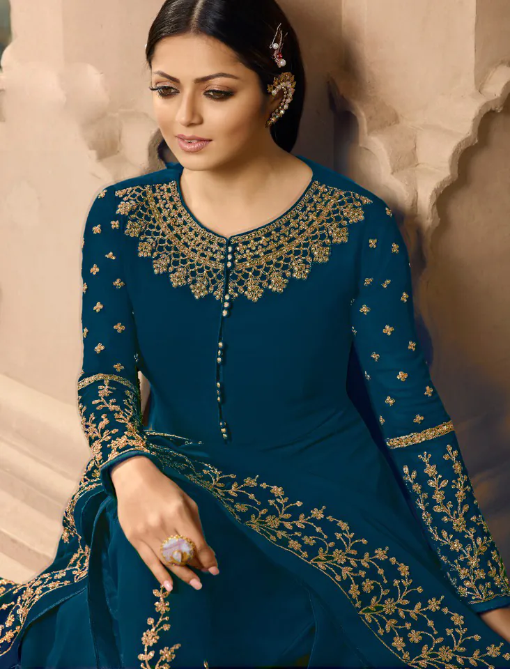 LT NITYA 3803 Royal Blue Color Georgette With Cording Work Sharara Suit Wedding, Festive, Party Events Etc. Expected Delivery 4-6 Working Days @1949/- | Jump Suits, Salwar suit, Casual Suits, Creative suits, Designer Suits, Palazzo Suits, Party Wear Suits, Patiala Suits, Straight Suits