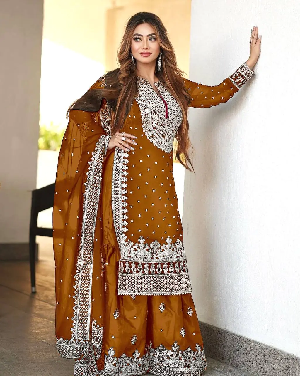 SSR 449 Rust Orange Color Georgette Embroidery Sequence Salwar Suit Wedding, Party, Festive, Events Expected Delivery 4-6 Working Days @ 2049/- Only | Salwar suit, Casual Suits, Creative suits, Designer Suits, Party Wear Suits, Straight Suits