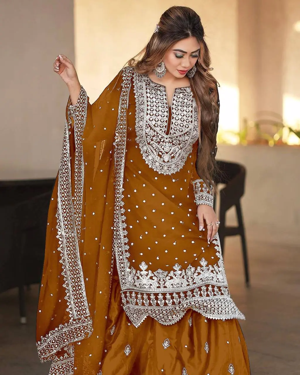 SSR 449 Rust Orange Color Georgette Embroidery Sequence Salwar Suit Wedding, Party, Festive, Events Expected Delivery 4-6 Working Days @ 2049/- Only | Salwar suit, Casual Suits, Creative suits, Designer Suits, Party Wear Suits, Straight Suits