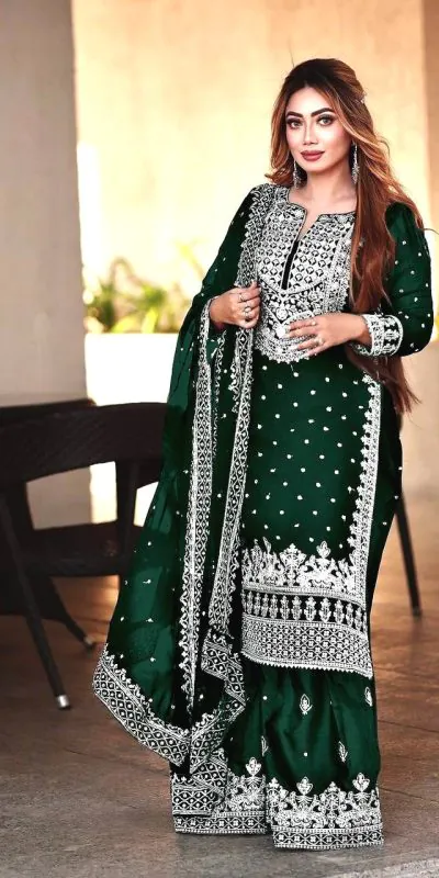 SSR 449 Stone Green Color Georgette Embroidery Sequence Salwar Suit Wedding, Party, Festive, Events Expected Delivery 4-6 Working Days @ 2049/- Only | Salwar suit, Casual Suits, Creative suits, Designer Suits, Party Wear Suits, Straight Suits
