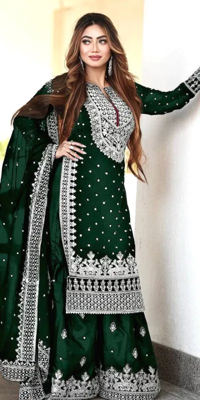 SSR 449 Stone Green Color Georgette Embroidery Sequence Salwar Suit Wedding, Party, Festive, Events Expected Delivery 4-6 Working Days @ 2049/- Only | Salwar suit, Casual Suits, Creative suits, Designer Suits, Party Wear Suits, Straight Suits
