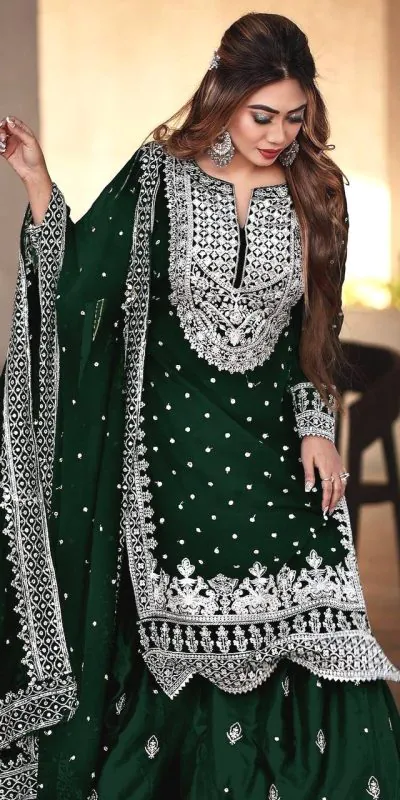 SSR 449 Stone Green Color Georgette Embroidery Sequence Salwar Suit Wedding, Party, Festive, Events Expected Delivery 4-6 Working Days @ 2049/- Only | Salwar suit, Casual Suits, Creative suits, Designer Suits, Party Wear Suits, Straight Suits