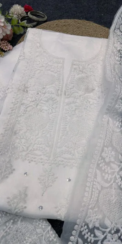 KD 1446 White Organza Silk Thread With Sequence Salwar Suit Casual, Party, Wedding, Festive, Events Etc. Expected Delivery 4-6 Working Days @1850/- | Salwar suit, Casual Suits, Creative suits, Designer Suits, Palazzo Suits, Party Wear Suits, Patiala Suits, Straight Suits