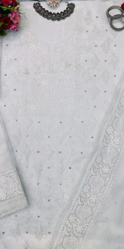 KD 1446 White Organza Silk Thread With Sequence Salwar Suit Casual, Party, Wedding, Festive, Events Etc. Expected Delivery 4-6 Working Days @1850/- | Salwar suit, Casual Suits, Creative suits, Designer Suits, Palazzo Suits, Party Wear Suits, Patiala Suits, Straight Suits