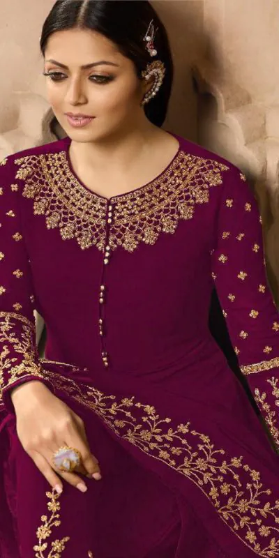 LT NITYA 3803 Wine Color Georgette With Cording Work Sharara Suit Wedding, Festive, Party Events Etc. Expected Delivery 4-6 Working Days @1949/- | Jump Suits, Salwar suit, Casual Suits, Creative suits, Designer Suits, Palazzo Suits, Party Wear Suits, Patiala Suits, Straight Suits